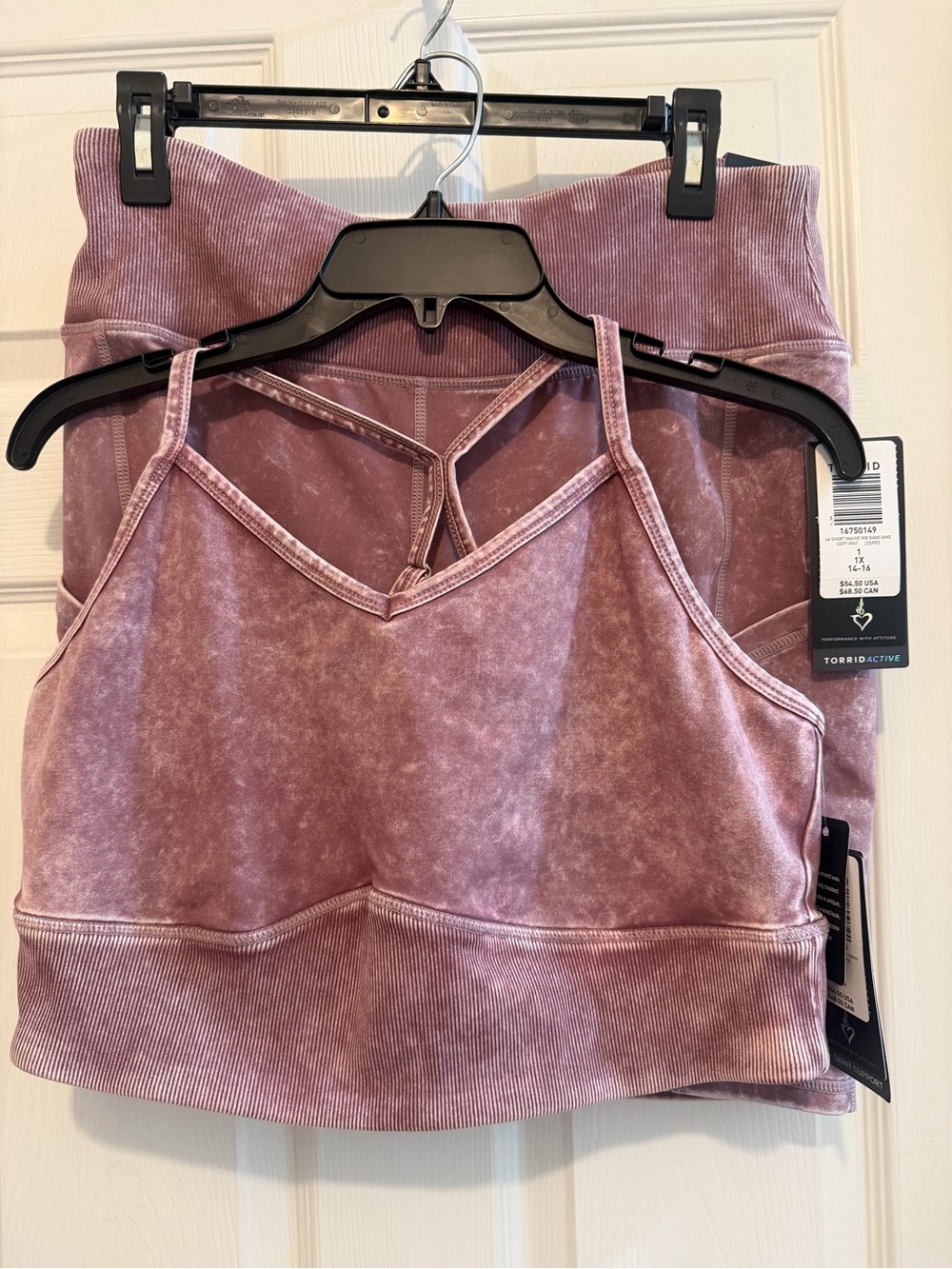 Torrid Mauve Mineral-Wash Strappy Sports Bralette & Short Set